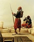 Niels Simonsen A Nubian and an Egyptian Guard in a Lookout Tower painting
